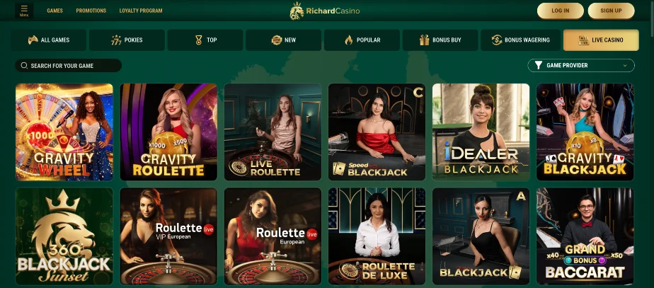 Richard Casino live dealer lobby